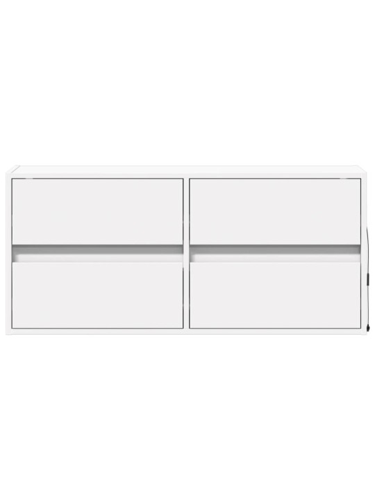 Tv sienas skapītis ar led lampiņām, balts, 100x31x45 cm
