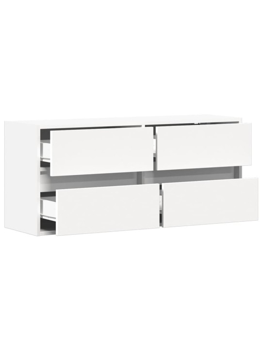 Tv sienas skapītis ar led lampiņām, balts, 100x31x45 cm