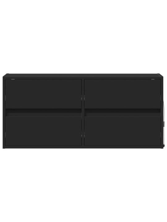 Tv sienas skapītis ar led lampiņām, melns, 100x31x45 cm