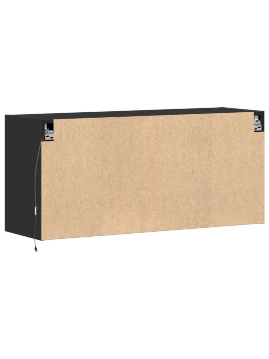 Tv sienas skapītis ar led lampiņām, melns, 100x31x45 cm