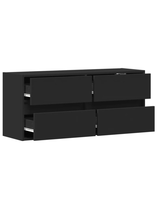 Tv sienas skapītis ar led lampiņām, melns, 100x31x45 cm