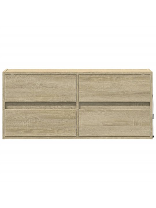 Tv sienas skapītis ar led lampiņām, koka krāsa, 100x31x45 cm