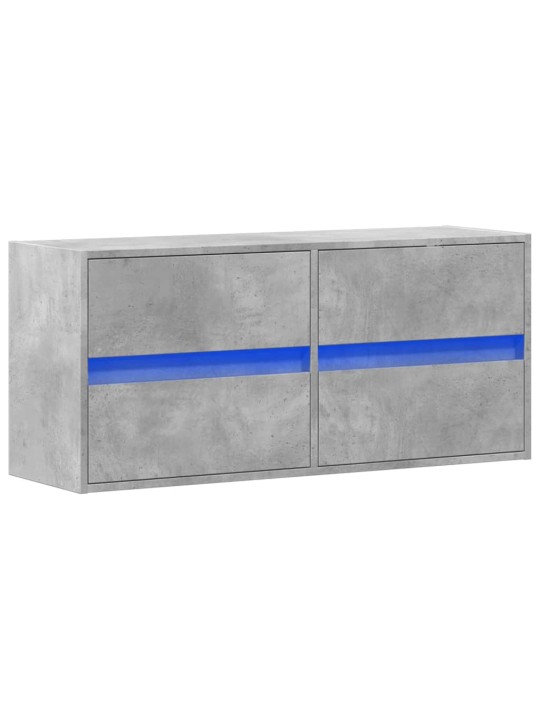 Tv sienas skapītis ar led lampiņām, betona pelēks, 100x31x45 cm