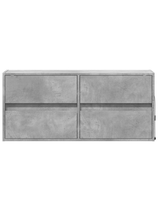Tv sienas skapītis ar led lampiņām, betona pelēks, 100x31x45 cm