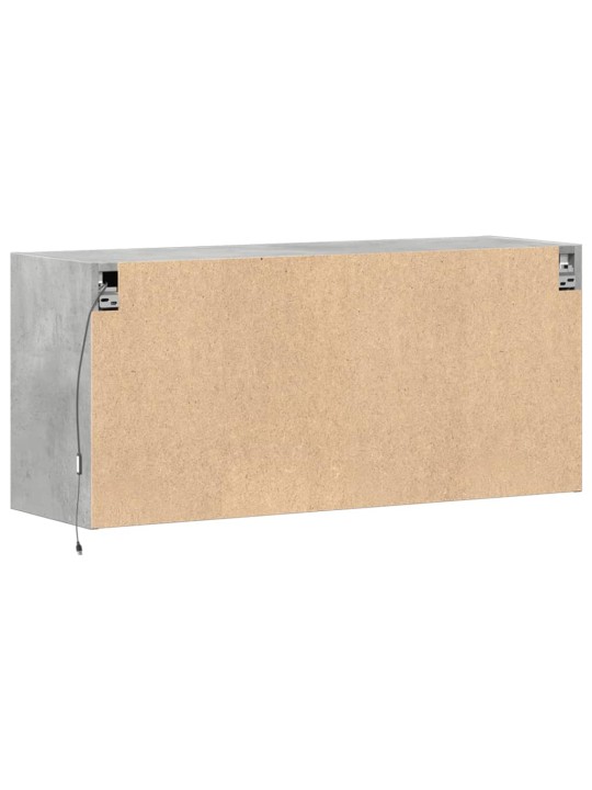 Tv sienas skapītis ar led lampiņām, betona pelēks, 100x31x45 cm