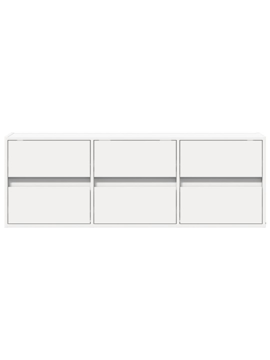 Tv sienas skapītis ar led lampiņām, balts, 130x31x45 cm
