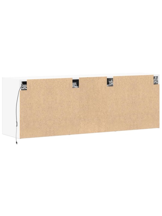 Tv sienas skapītis ar led lampiņām, balts, 130x31x45 cm