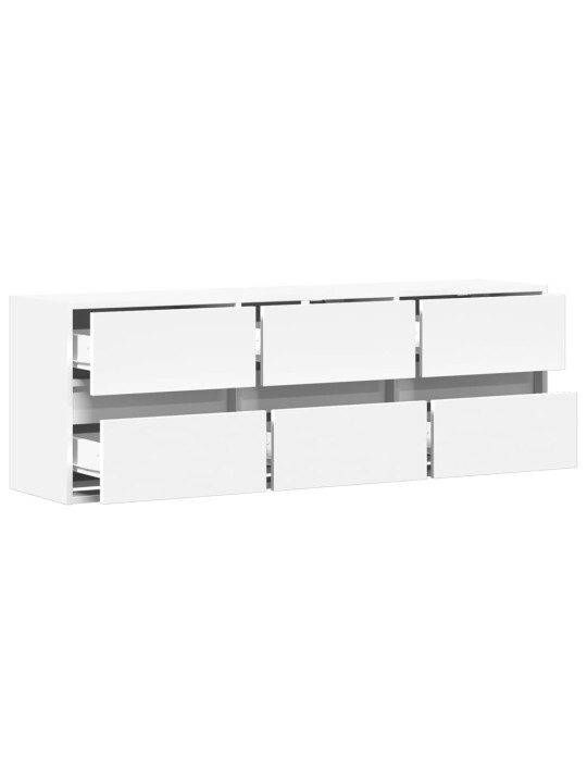 Tv sienas skapītis ar led lampiņām, balts, 130x31x45 cm
