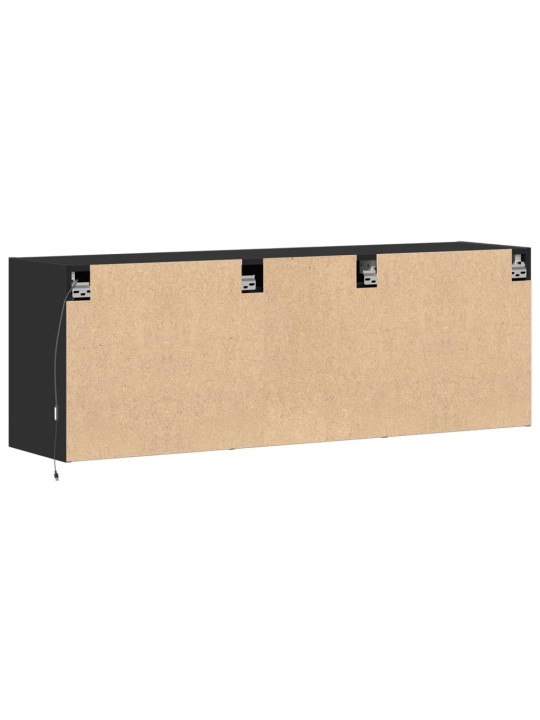 Tv sienas skapītis ar led lampiņām, melns, 130x31x45 cm