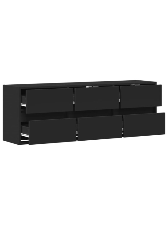 Tv sienas skapītis ar led lampiņām, melns, 130x31x45 cm