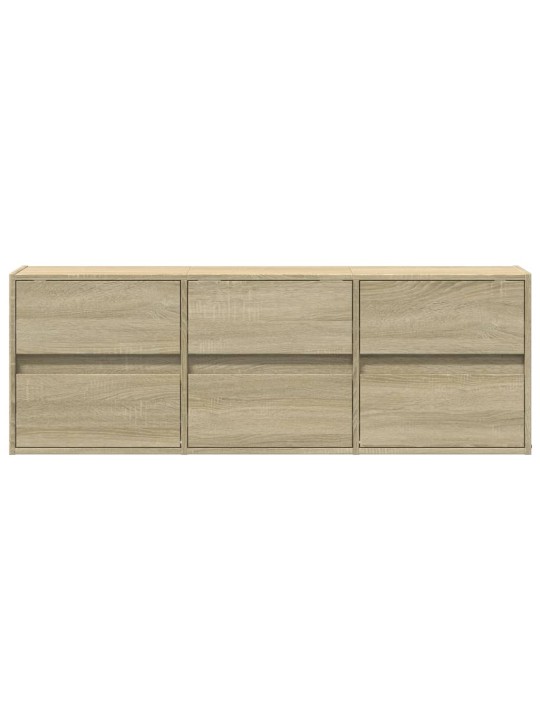 Tv sienas skapītis ar led lampiņām, koka krāsa, 130x31x45 cm