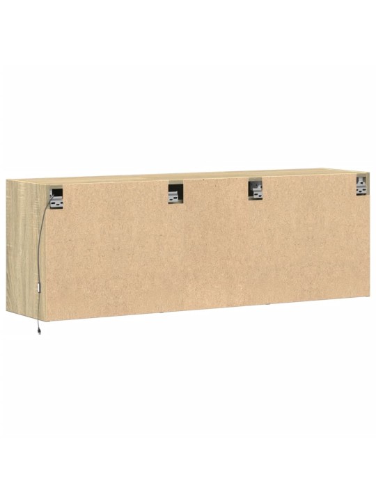 Tv sienas skapītis ar led lampiņām, koka krāsa, 130x31x45 cm