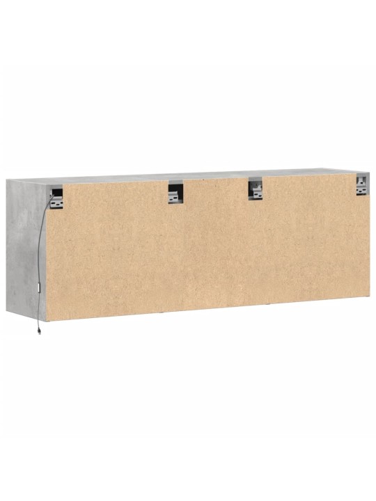 Tv sienas skapītis ar led lampiņām, betona pelēks, 130x31x45 cm