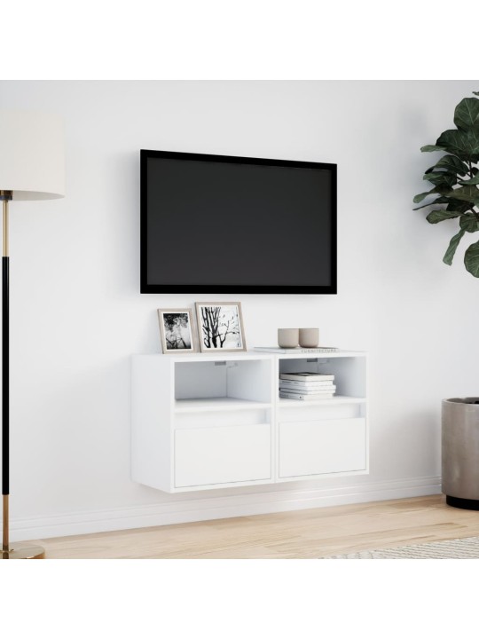 Tv galdiņi ar led lampiņām, 2 gab., balti, 41x31x45 cm