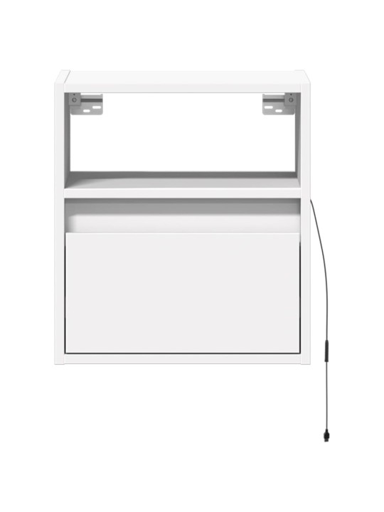 Tv galdiņi ar led lampiņām, 2 gab., balti, 41x31x45 cm