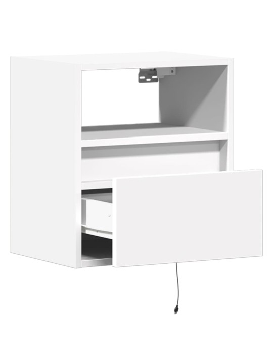 Tv galdiņi ar led lampiņām, 2 gab., balti, 41x31x45 cm