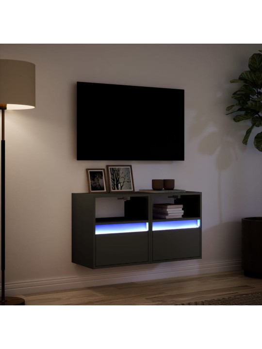 Tv galdiņi ar led lampiņām, 2 gab., melni, 41x31x45 cm