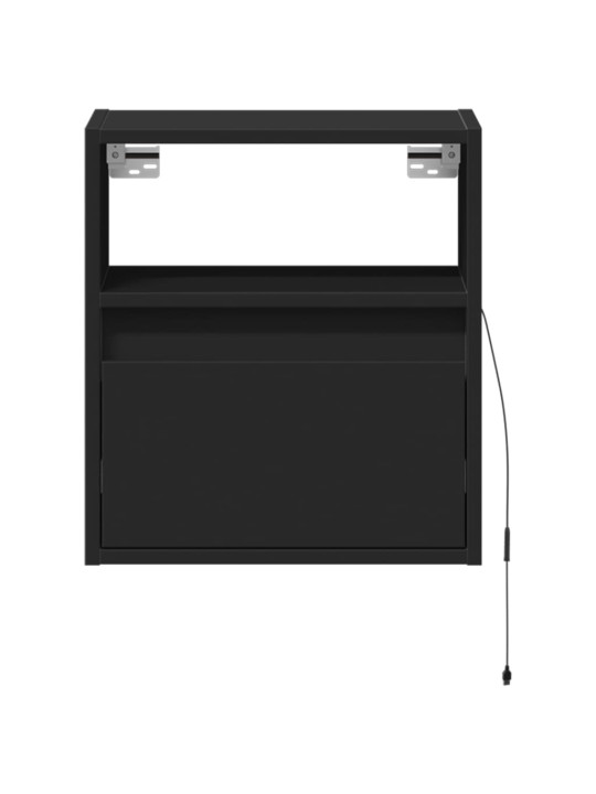 Tv galdiņi ar led lampiņām, 2 gab., melni, 41x31x45 cm
