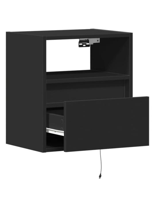 Tv galdiņi ar led lampiņām, 2 gab., melni, 41x31x45 cm