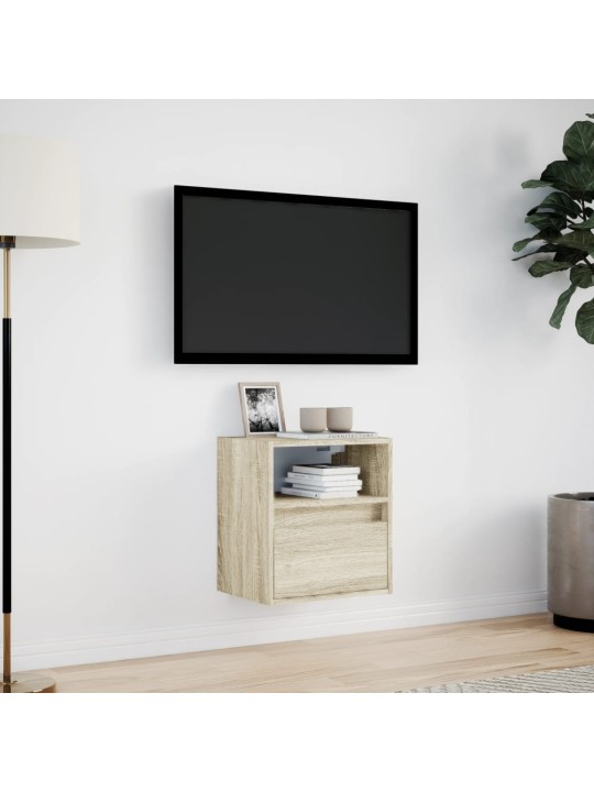 Tv sienas skapītis ar led lampiņām, ozola krāsa, 41x31x45 cm