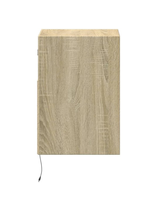Tv sienas skapītis ar led lampiņām, ozola krāsa, 41x31x45 cm