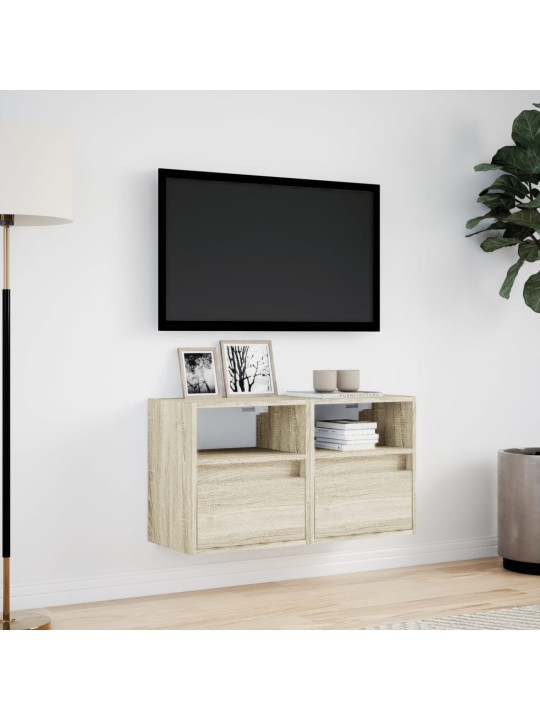 Tv galdiņi ar led lampiņām, 2 gab., ozola krāsa, 41x31x45 cm
