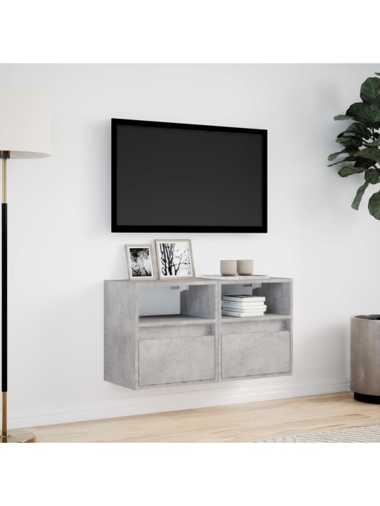 Tv galdiņi ar led lampiņām, 2 gab., betona pelēks, 41x31x45 cm