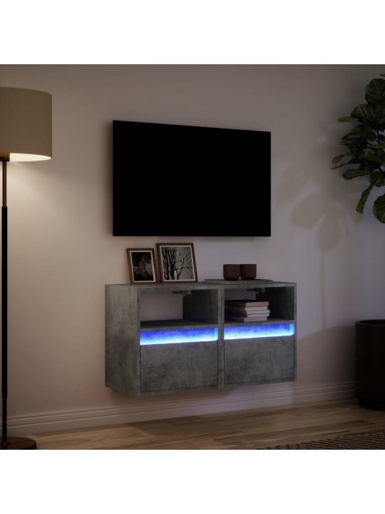 Tv galdiņi ar led lampiņām, 2 gab., betona pelēks, 41x31x45 cm