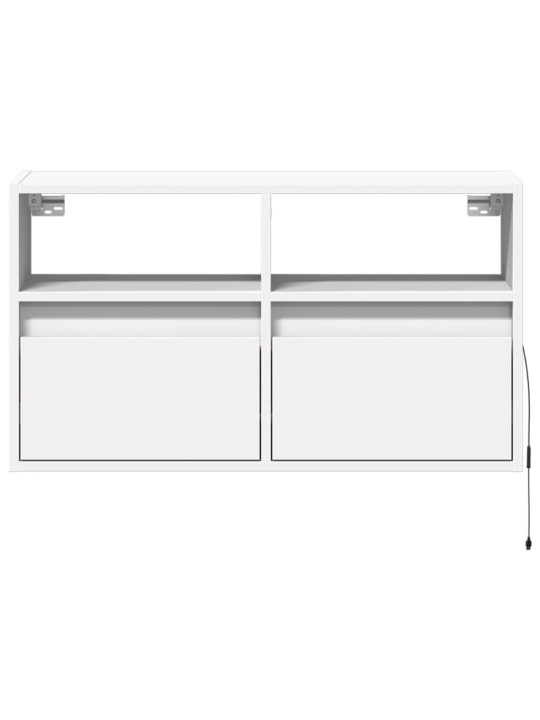 Tv sienas skapītis ar led lampiņām, balts, 80x31x45 cm