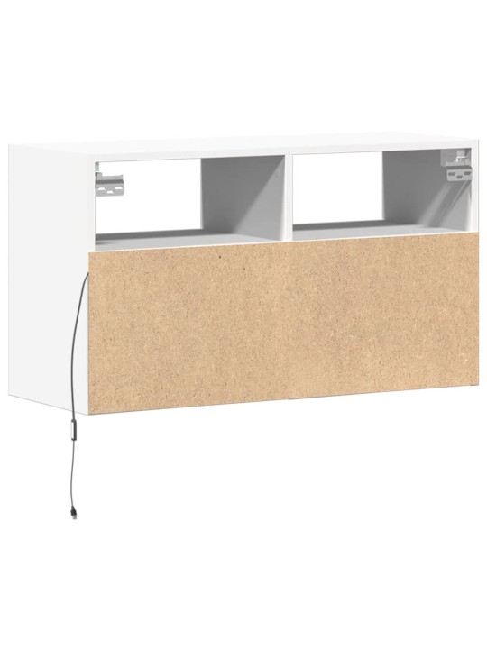 Tv sienas skapītis ar led lampiņām, balts, 80x31x45 cm