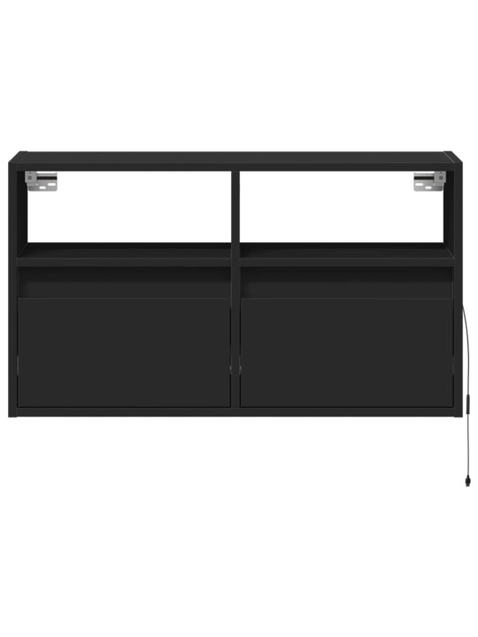 Tv sienas skapītis ar led lampiņām, melns, 80x31x45 cm