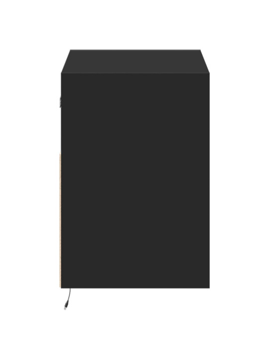 Tv sienas skapītis ar led lampiņām, melns, 80x31x45 cm