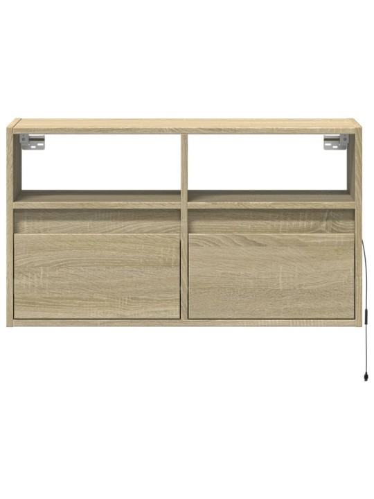 Tv sienas skapītis ar led lampiņām, ozola krāsa, 80x31x45 cm