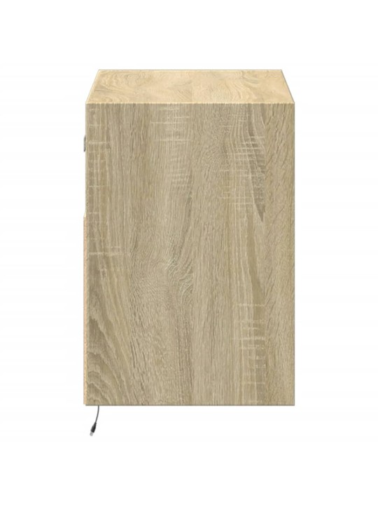 Tv sienas skapītis ar led lampiņām, ozola krāsa, 80x31x45 cm