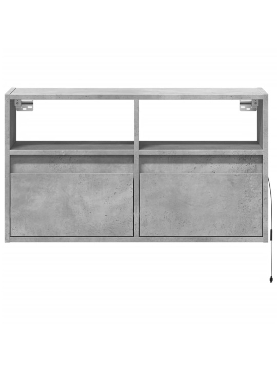 Tv sienas skapītis ar led lampiņām, betona pelēks, 80x31x45 cm