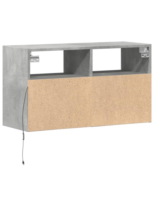 Tv sienas skapītis ar led lampiņām, betona pelēks, 80x31x45 cm