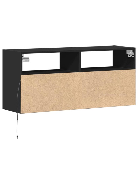 Tv sienas skapītis ar led lampiņām, melns, 100x31x45 cm