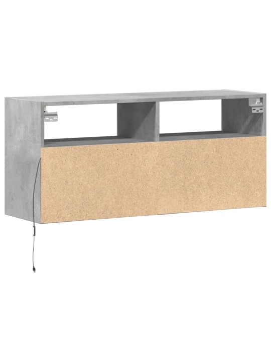 Tv sienas skapītis ar led lampiņām, betona pelēks, 100x31x45 cm