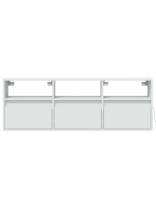 Tv sienas skapītis ar led lampiņām, balts, 130x31x45 cm