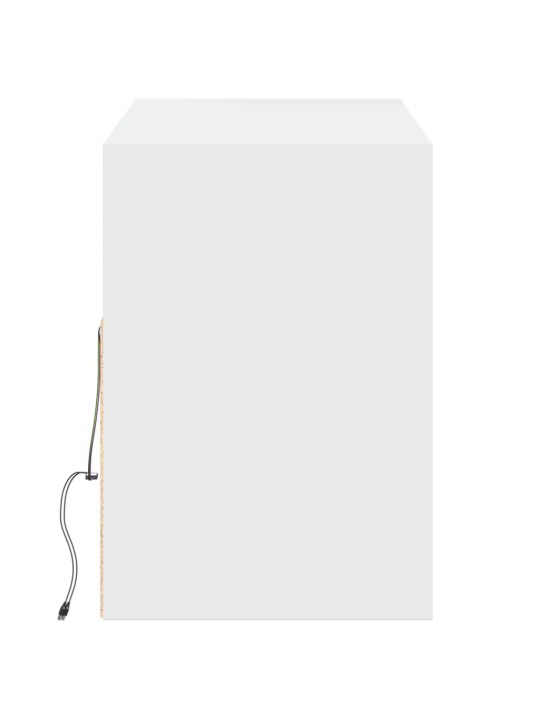 Tv sienas skapītis ar led lampiņām, balts, 130x31x45 cm