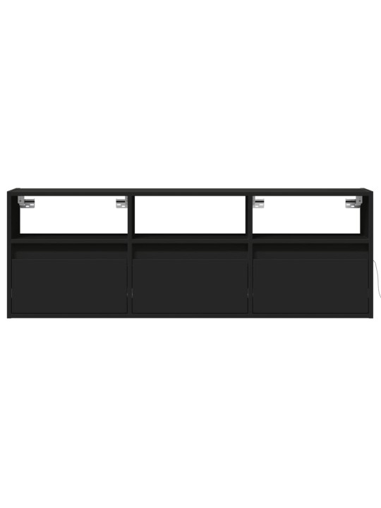 Tv sienas skapītis ar led lampiņām, melns, 130x31x45 cm