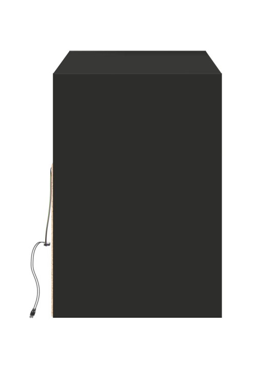 Tv sienas skapītis ar led lampiņām, melns, 130x31x45 cm