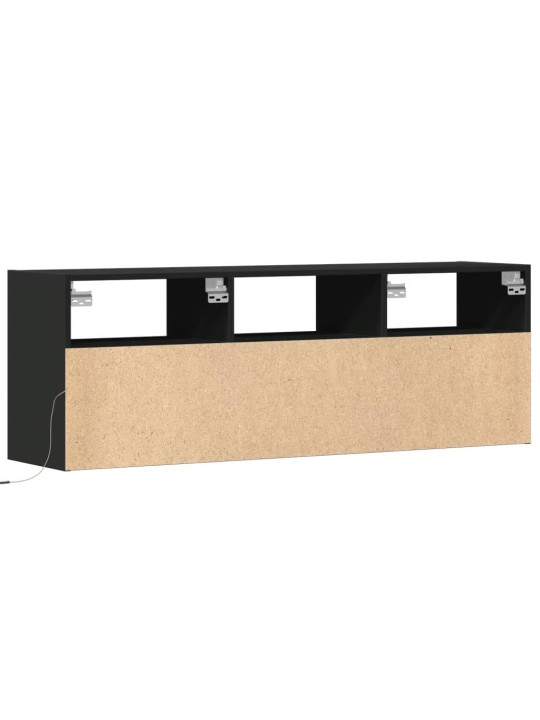 Tv sienas skapītis ar led lampiņām, melns, 130x31x45 cm