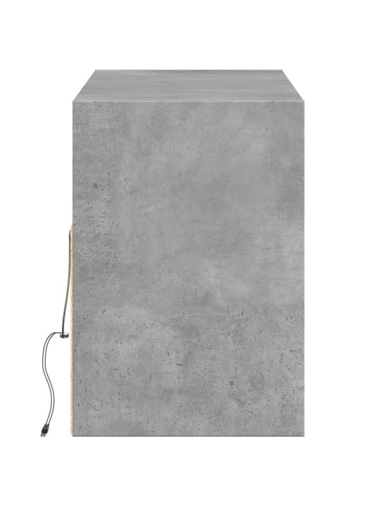 Tv sienas skapītis ar led lampiņām, betona pelēks, 130x31x45 cm