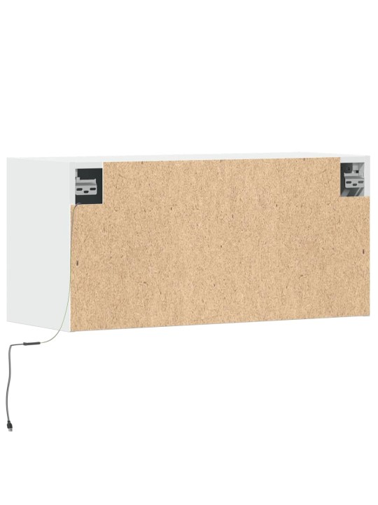 Tv skapītis ar led lampiņām, balts, 80x31x38 cm