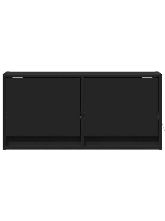 Tv sienas skapītis ar led lampiņām, melns, 80x31x38 cm