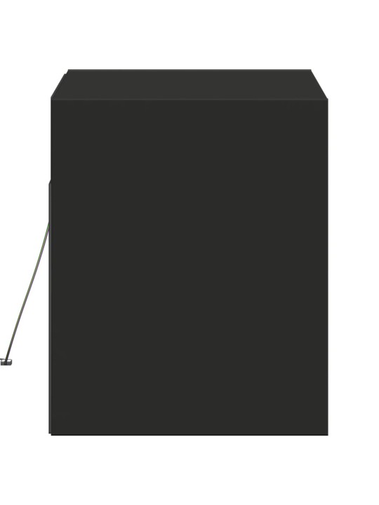 Tv sienas skapītis ar led lampiņām, melns, 80x31x38 cm