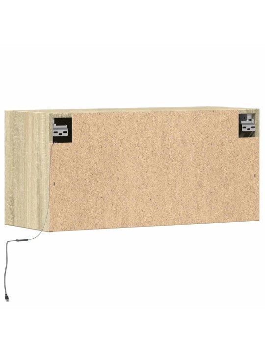 Tv skapītis ar led lampiņām, koka krāsā, 80x31x38 cm
