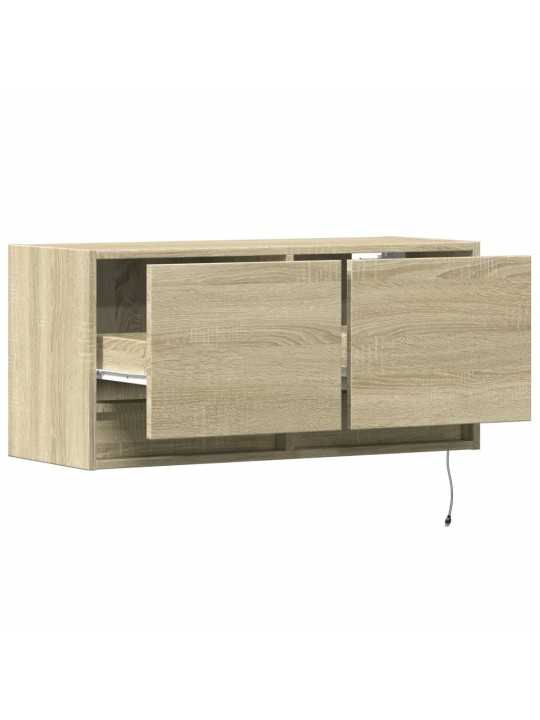 Tv skapītis ar led lampiņām, koka krāsā, 80x31x38 cm