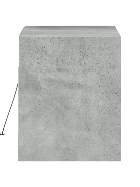 Tv sienas skapītis ar led lampiņām, betona pelēks, 80x31x38 cm